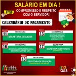 PREFEITURA DE SALITRE DIVULGA CALENDÁRIO DE PAGAMENTO DOS SERVIDORES MUNICIPAIS DO MÊS DE JUNHO