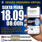 SESSÃO ORDINÁRIA VIRTUAL DA CÂMARA MUNICIPAL DE CAMPOS SALES – 18/09/2020 – AO VIVO