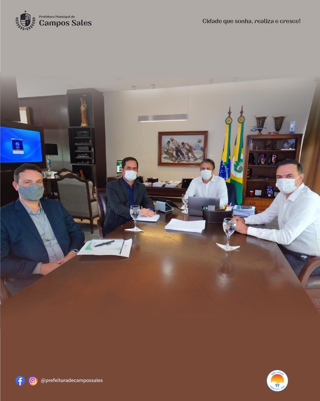 PREFEITO DE CAMPOS SALES, JOÃO LUIZ LIMA SANTOS, PARTICIPA DE REUNIÃO COM O GOVERNADOR, CAMILO SANTANA, EM FORTALEZA.