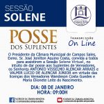 SESSÃO SOLENE DE POSSE DOS SUPLENTES – CÂMARA MUNICIPAL DE CAMPOS SALES -AO VIVO